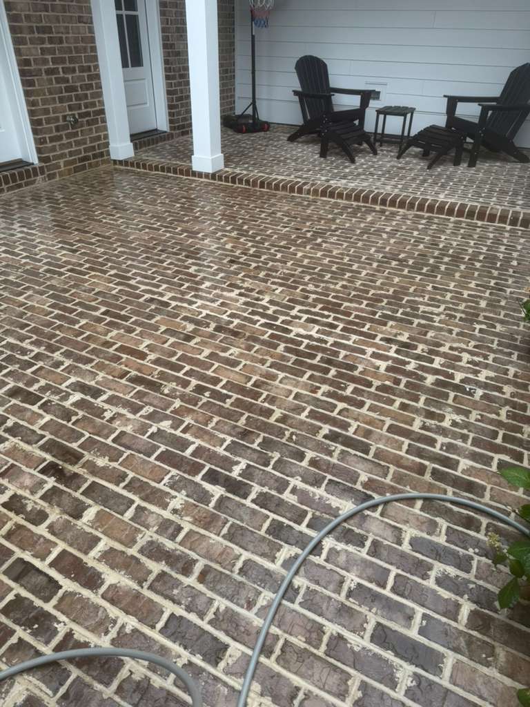 Brick patio after cleaning