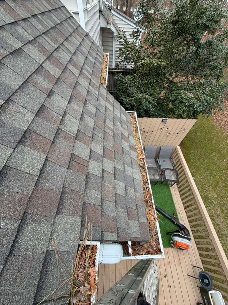 Gutters before, full of debris